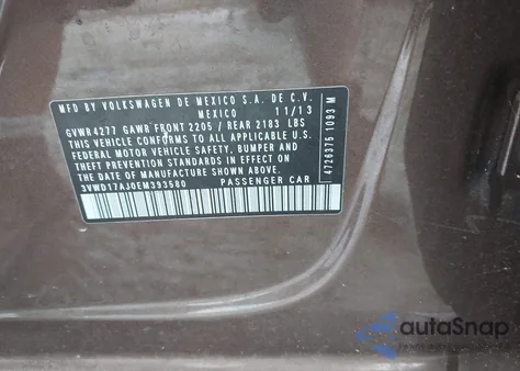 2014 Volkswagen Jetta 1.8T Se from USA, damaged, VIN 3VWD17AJDEM393580